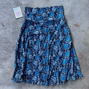LuLaRoe Azure Blue Rose Floral Flare Skater Skirt